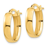 14k 5x20mm High Polished Oval Tube Hoop Earrings TF1406