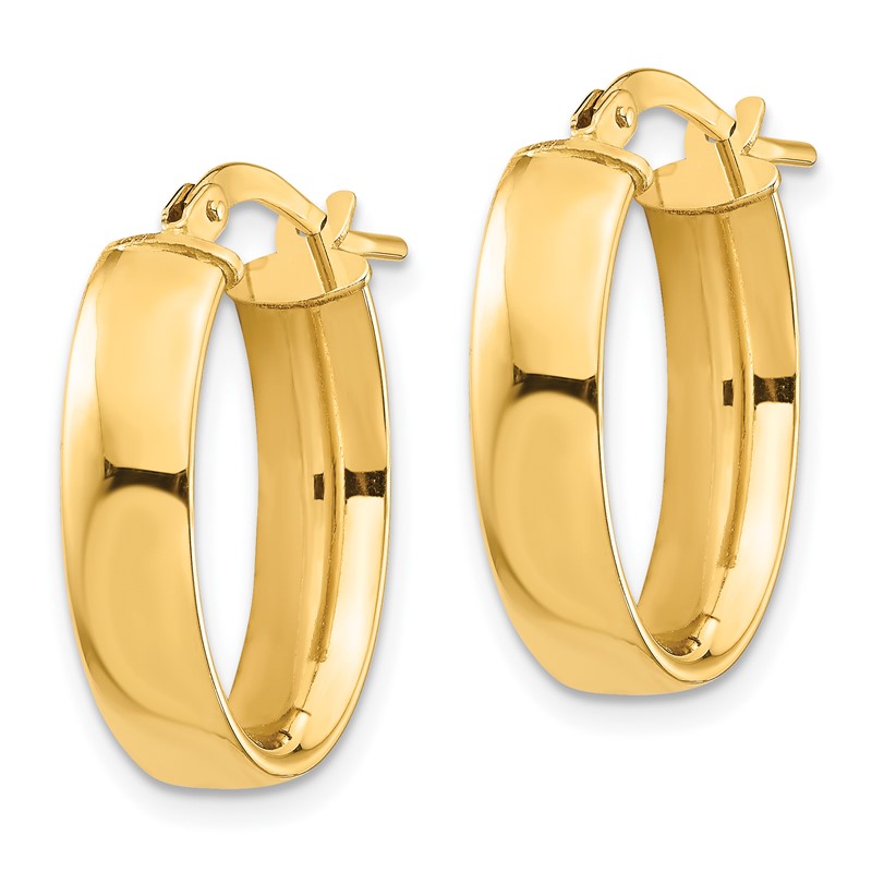 14k 5x20mm High Polished Oval Tube Hoop Earrings TF1406