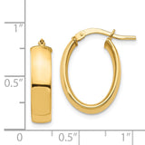 14k 5x20mm High Polished Oval Tube Hoop Earrings TF1406