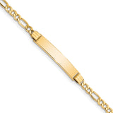14k Polished Semi-Solid Chain/Solid Plate Figaro Link 25.5x5mm Plate 7 inch ID Bracelet DCID107