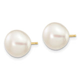 14k 9-10mm White Button Freshwater Cultured Pearl Stud Post Earrings X90BW