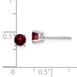 14k White Gold 4mm Round Garnet Post Earrings XE71WGA