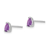 14k White Gold 5x3mm Pear Amethyst Post Earrings XE78WAM