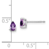 14k White Gold 5x3mm Pear Amethyst Post Earrings XE78WAM