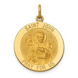 14k Polished and Satin Solid Saint John Medal Round Pendant XR620