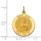 14k Polished and Satin Solid Saint John Medal Round Pendant XR620