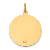 14k Polished and Satin Solid Saint John Medal Round Pendant XR620
