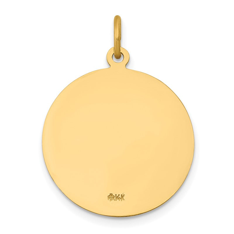 14k Polished and Satin Solid Saint John Medal Round Pendant XR620