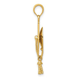 14k Solid Polished 3-D Graduation Cap with Moveable Tassel Pendant C2229