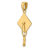 14k Solid Polished 3-D Graduation Cap with Moveable Tassel Pendant C2229