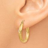 14k 3x20mm Satin Diamond-cut Round Tube Hoop Earrings TC290