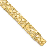 14k Polished and Textured 12.50mm 7 inch Nugget Bracelet NB12