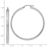 14K White Gold 3.5x46mm Diamond-cut Tube Hoop Earrings TC815