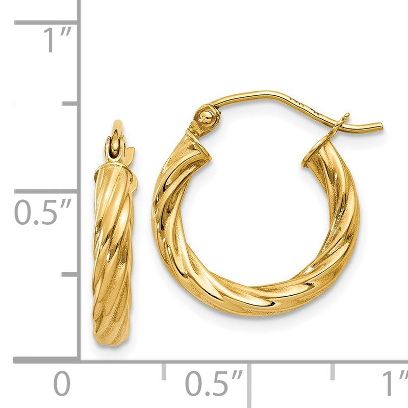 14k Polished 2.75mm Twisted Hoop Earrings TC387