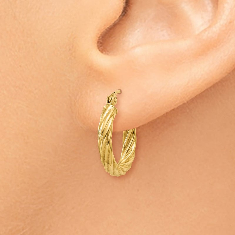 14k Polished 2.75mm Twisted Hoop Earrings TC387