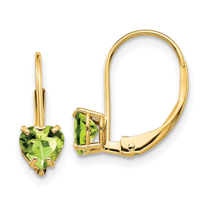 14k 5mm Heart Peridot Leverback Earrings XLB120PE