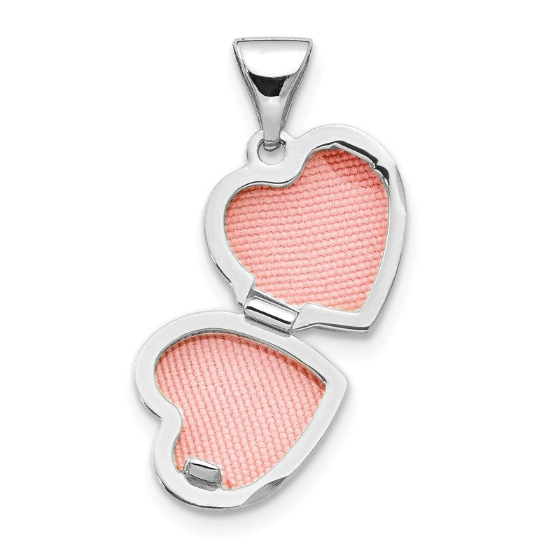 14k White Gold Floral 10mm Heart Locket XL303