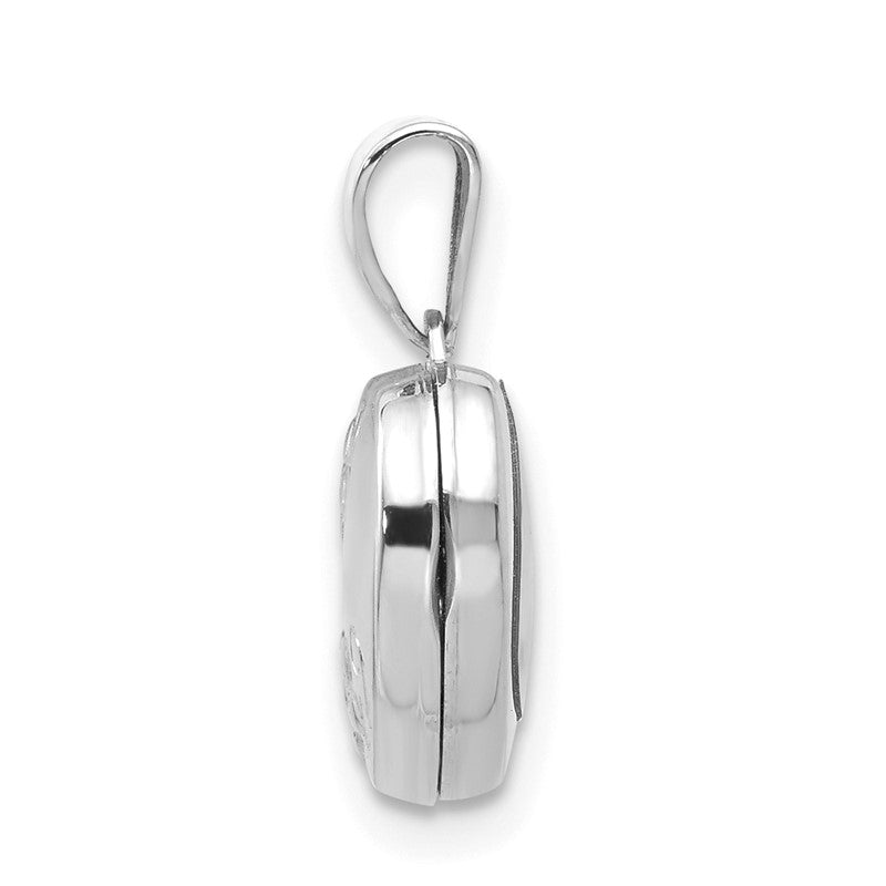 14k White Gold Floral 10mm Heart Locket XL303