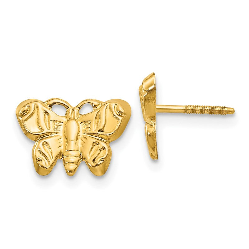 14k Madi K Butterfly Childrens Screwback Post Earrings GK427