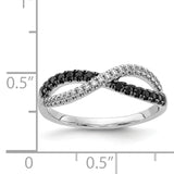 14k White Gold 1/4 carat Black and White Diamond Crisscross Ring RM5687