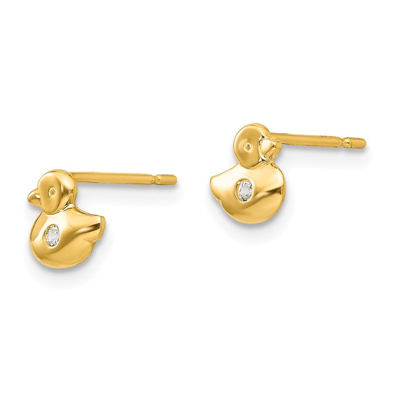14k Madi K CZ Duck Childrens Post Earrings GK849