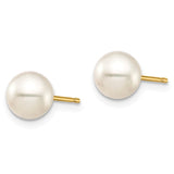 14k 6-7mm Black and White Round Freshwater Cultured Pearl 2 Pair Stud Post Earrings Set XF690ESET