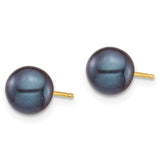 14k 6-7mm Black and White Round Freshwater Cultured Pearl 2 Pair Stud Post Earrings Set XF690ESET