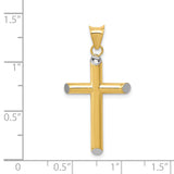 14k and White Rhodium 3-D Hollow Cross Pendant K3616