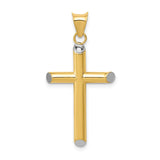 14k and White Rhodium 3-D Hollow Cross Pendant K3616