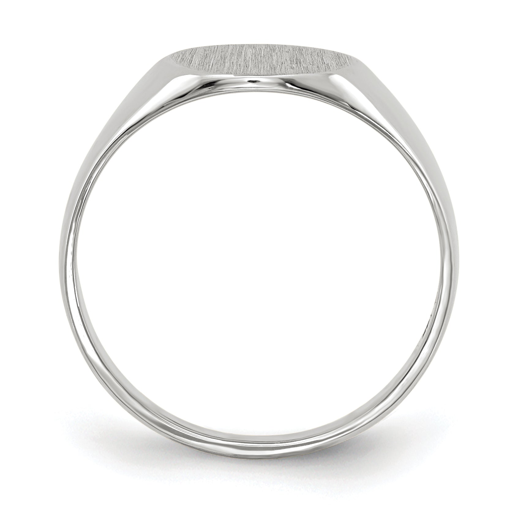 14k White Gold 9.0x9.5mm Round Closed Back Signet Ring RS569