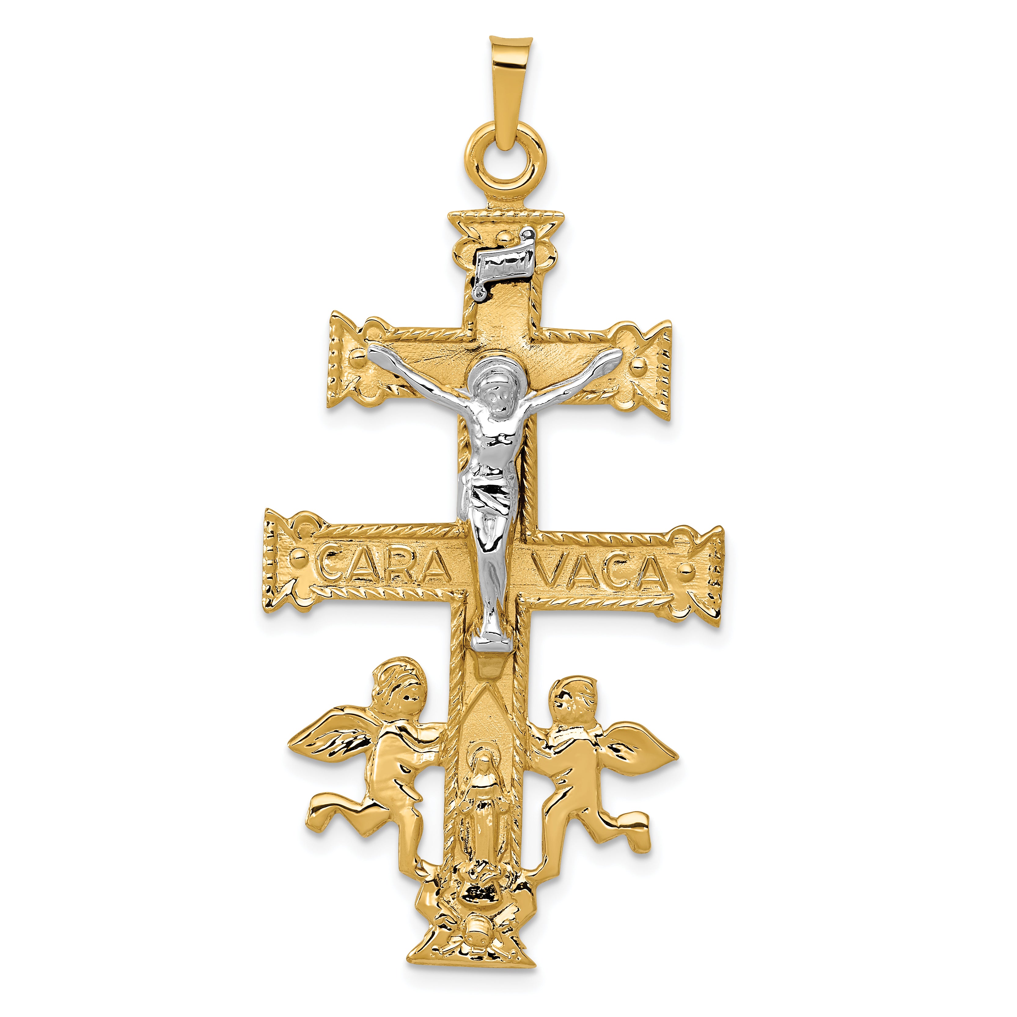 14k Two-tone Cara Vaca Crucifix Pendant C1427
