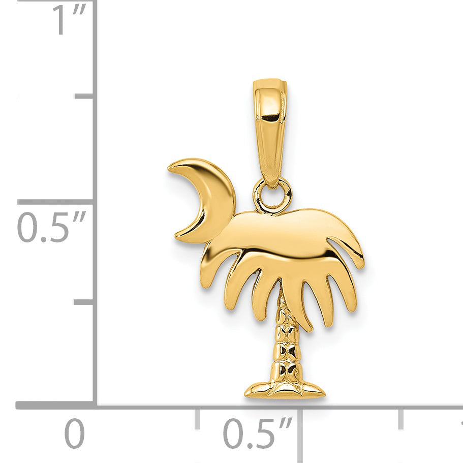14K Charleston Palm Tree with Moon Pendant D4095