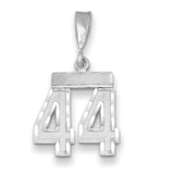 14kw Small Brushed Diamond-cut Number 44 Charm WSN44
