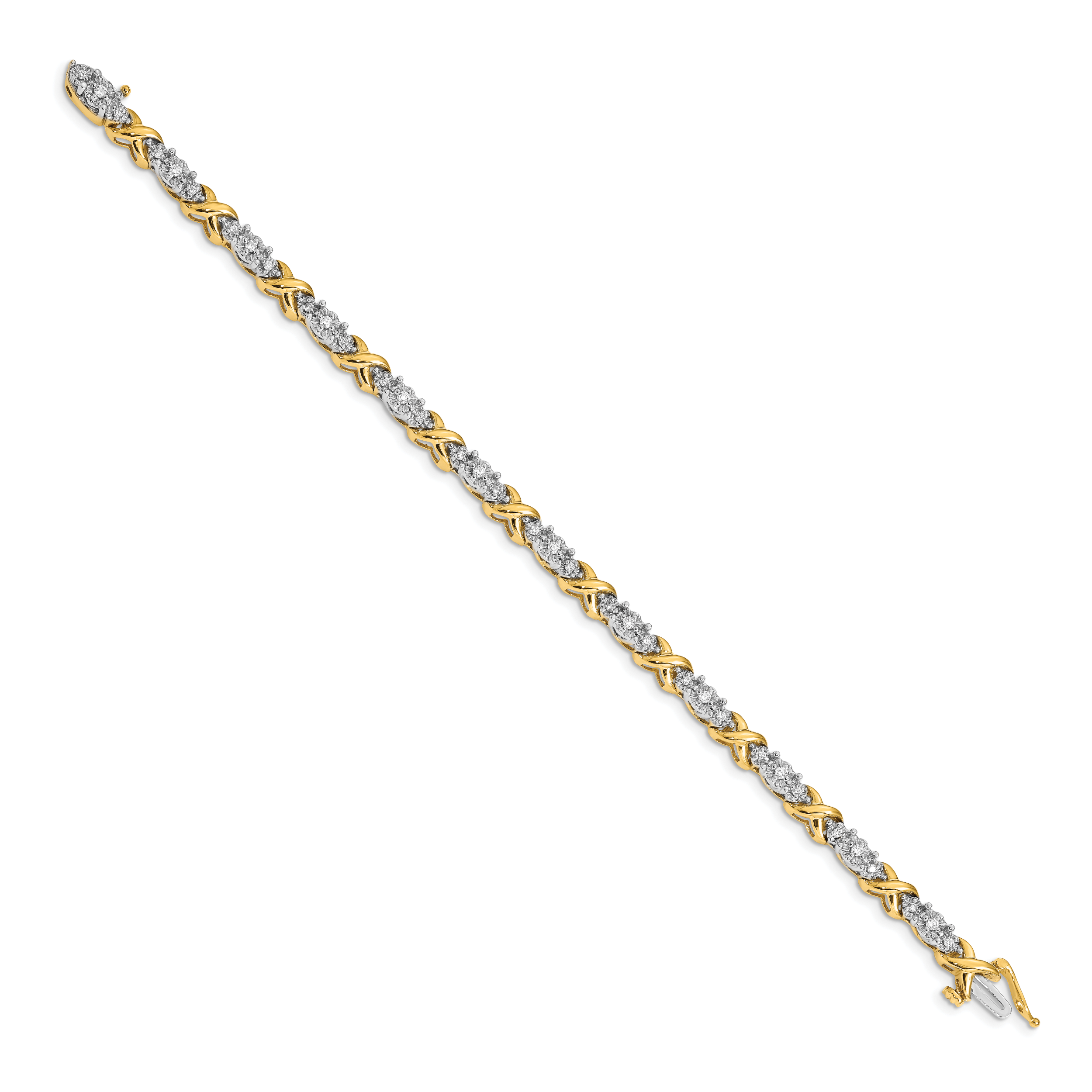 14k Two-tone Complete 1/2 carat Diamond X-design 7 inch Bracelet BM4616