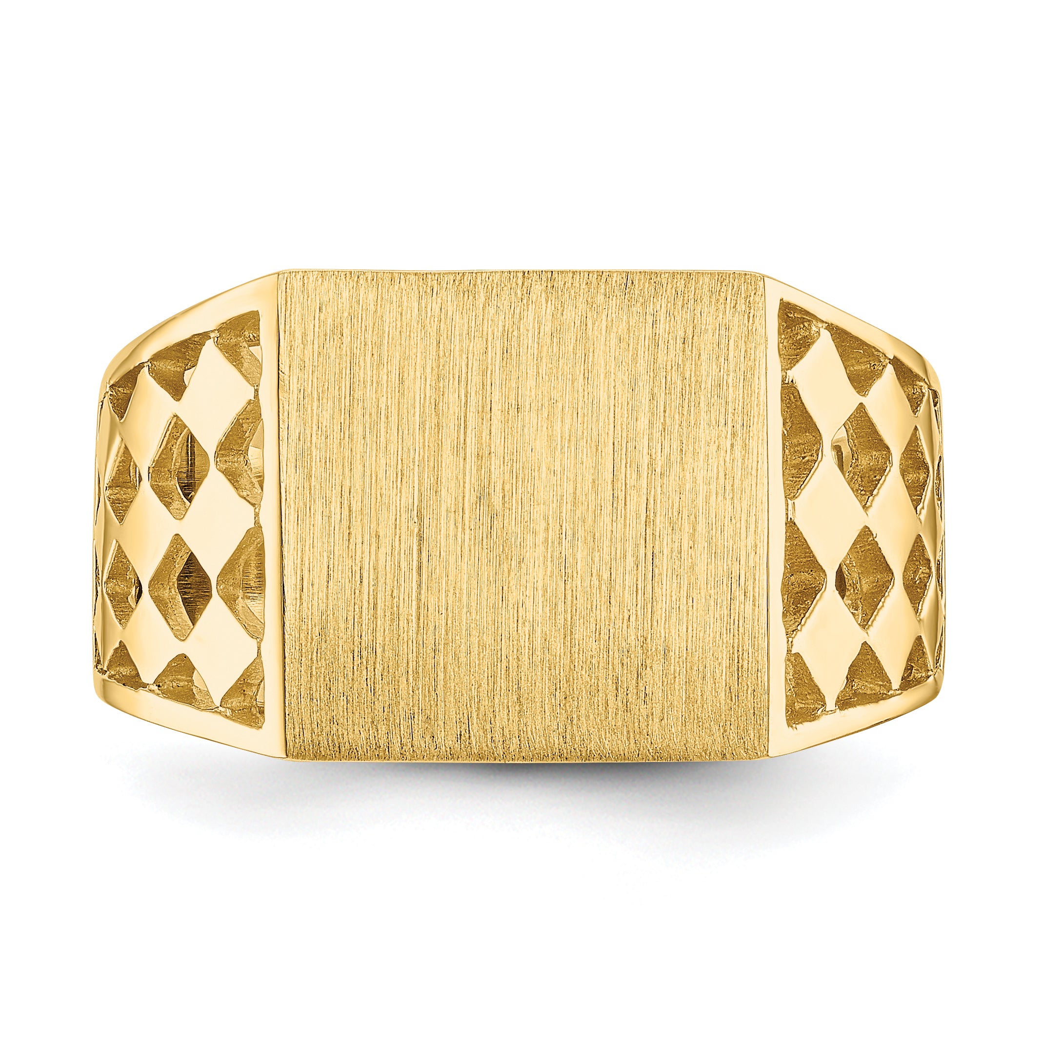 14k 12.5x12.0mm Open Back Mens Signet Ring CH163
