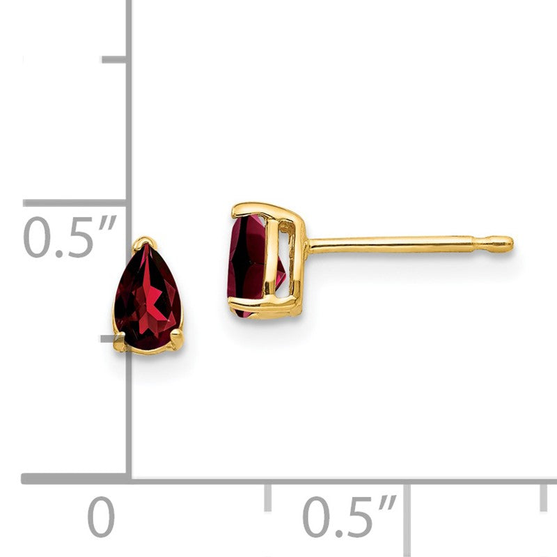 14k 5x3mm Pear Garnet Post Earrings XE78GA