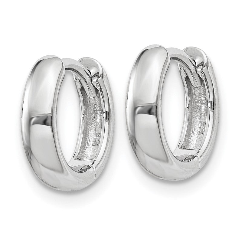 14k White Gold Round Hinged Hoop Earrings XY1124