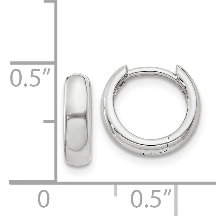 14k White Gold Round Hinged Hoop Earrings XY1124