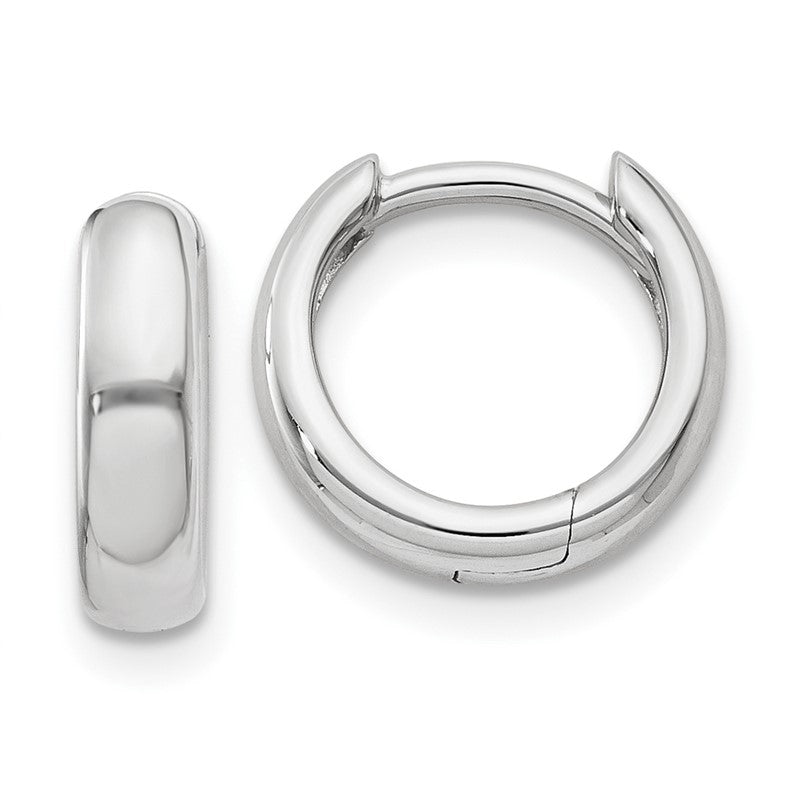 14k White Gold Round Hinged Hoop Earrings XY1124
