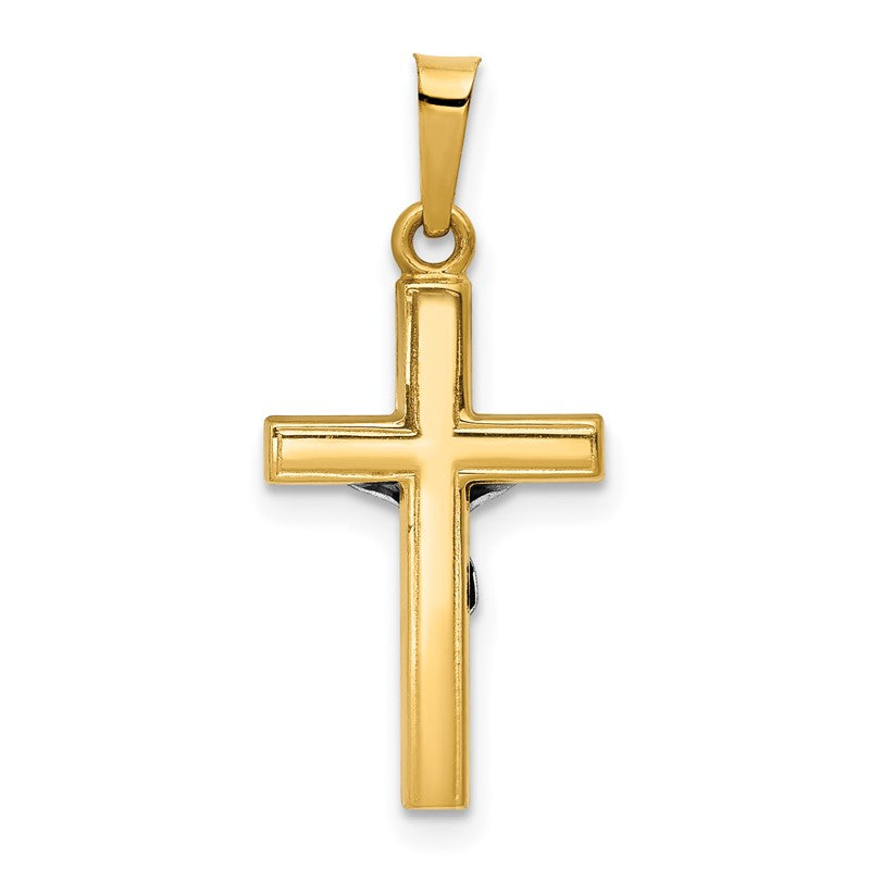 14K and White Rhodium Polished Inri Crucifix Pendant XR1496