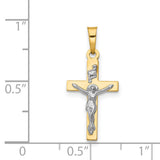 14K and White Rhodium Polished Inri Crucifix Pendant XR1496
