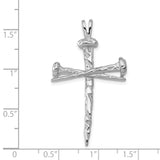 14K White Gold Textured Nail Cross Charm XR494