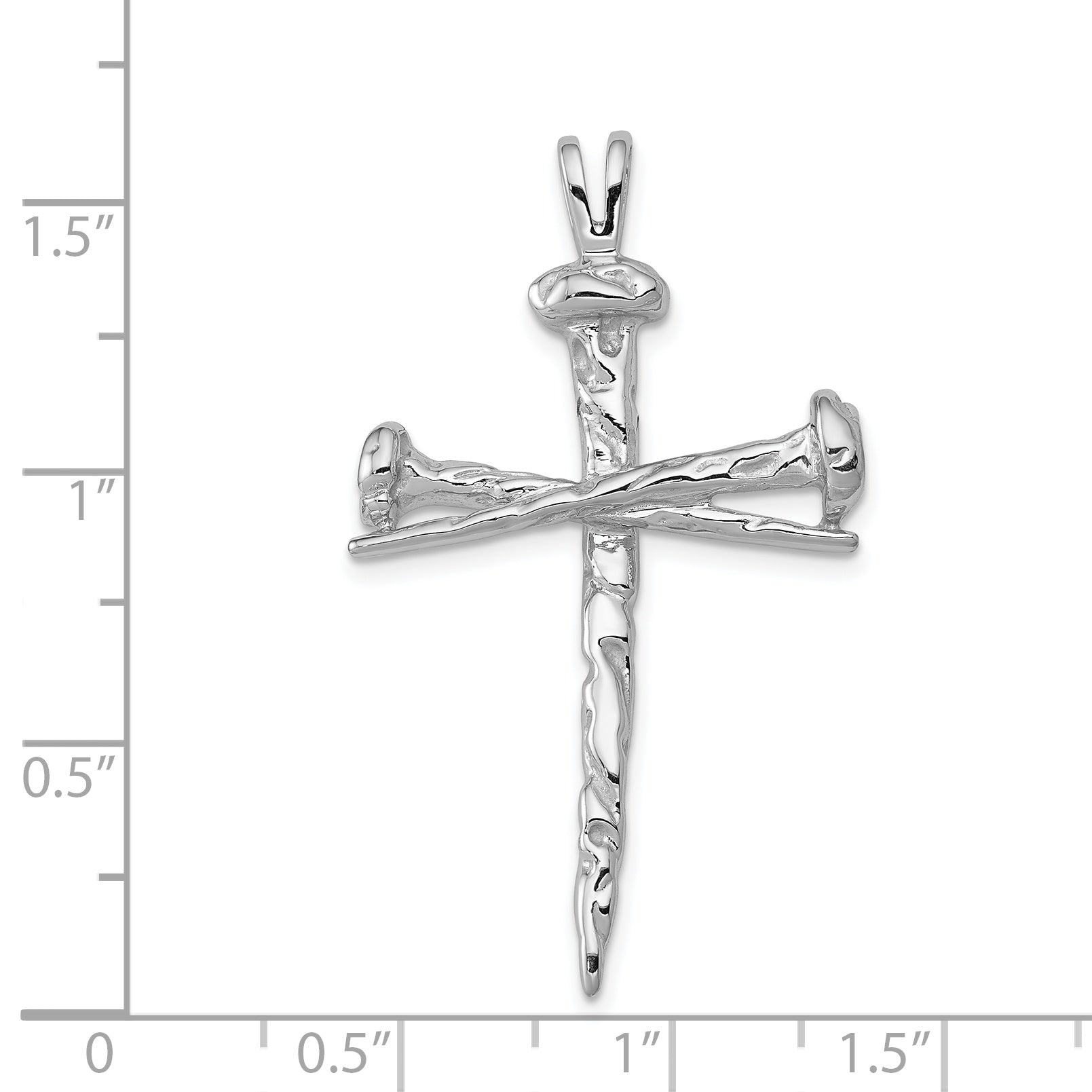 14K White Gold Textured Nail Cross Charm XR494