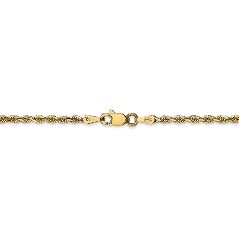14K 10 Inch 2.25mm Diamond-cut Quadruple Rope Lobster Clasp Anklet QTR018