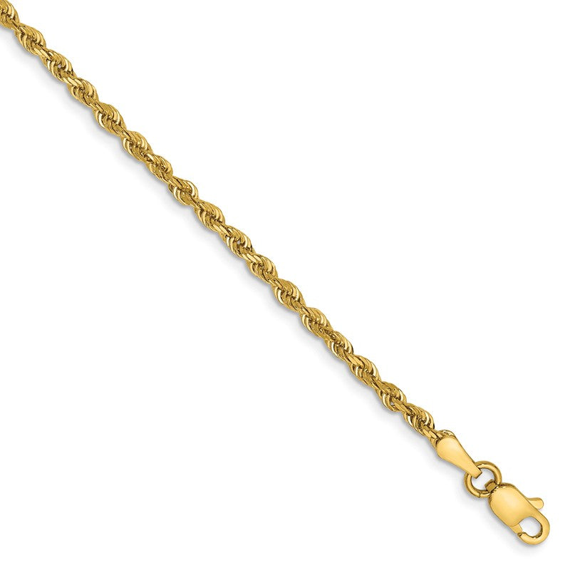 14K 10 Inch 2.25mm Diamond-cut Quadruple Rope Lobster Clasp Anklet QTR018