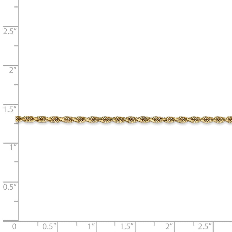 14K 10 Inch 2.25mm Diamond-cut Quadruple Rope Lobster Clasp Anklet QTR018