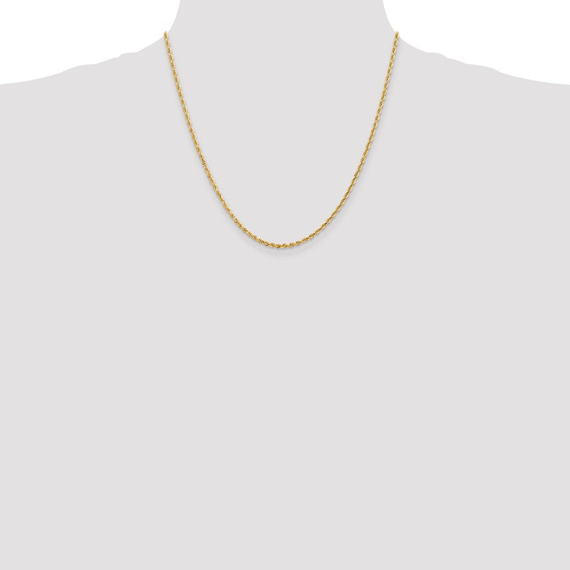 14K 10 Inch 2.25mm Diamond-cut Quadruple Rope Lobster Clasp Anklet QTR018