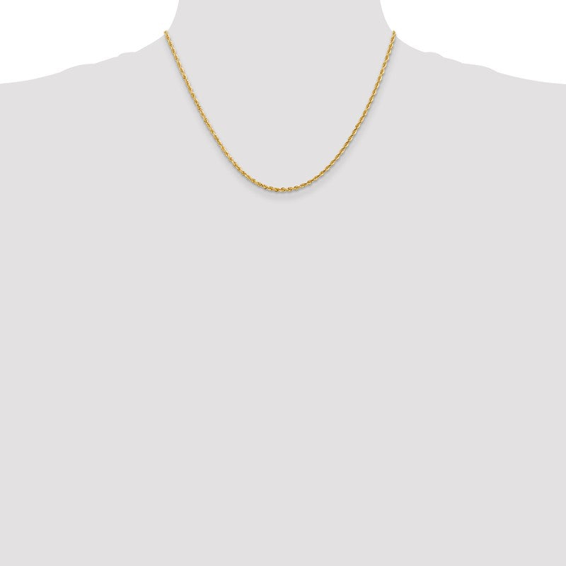 14K 10 Inch 2.25mm Diamond-cut Quadruple Rope Lobster Clasp Anklet QTR018