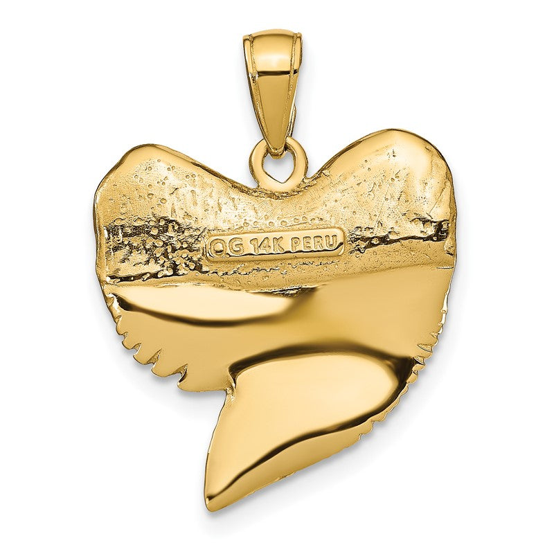14K Solid Polished 3-D Shark Tooth Pendant C2613