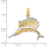 14K and White Rhodium Sailfish Pendant K4192